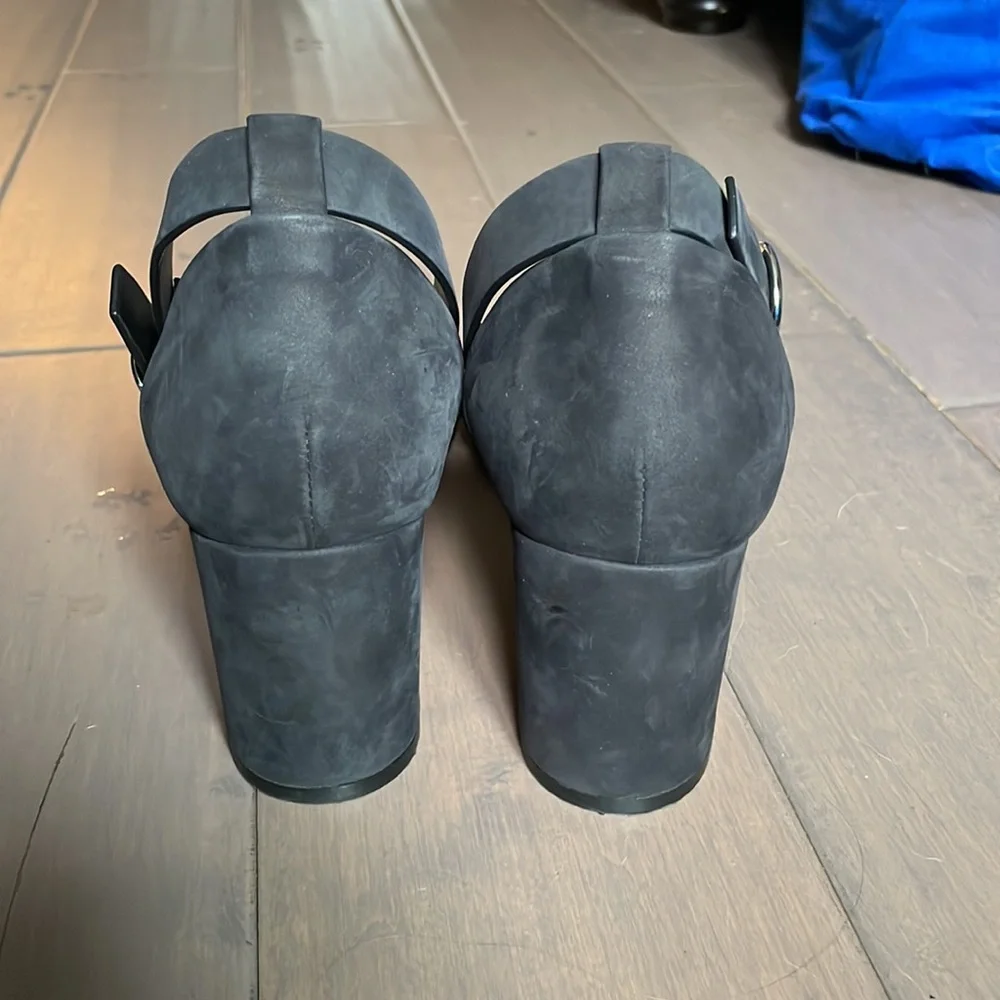 Jenni Kayne Black Suede Block heel ankle strap sandals 40 - Picture 4 of 6